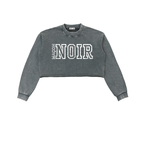 Maçon Noir Washed Raw Edge Cropped Sweatshirt