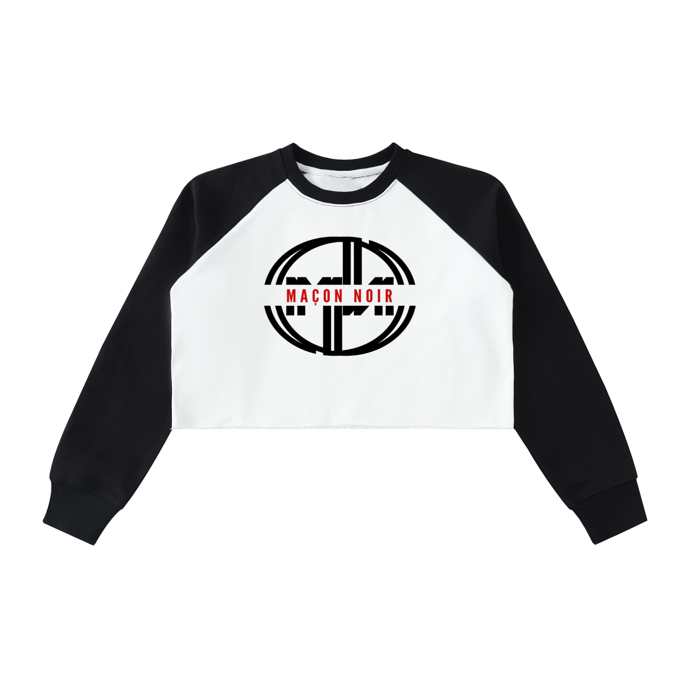 MN Logo Raw-Hem Color-Block Raglan Crop Sweatshirt