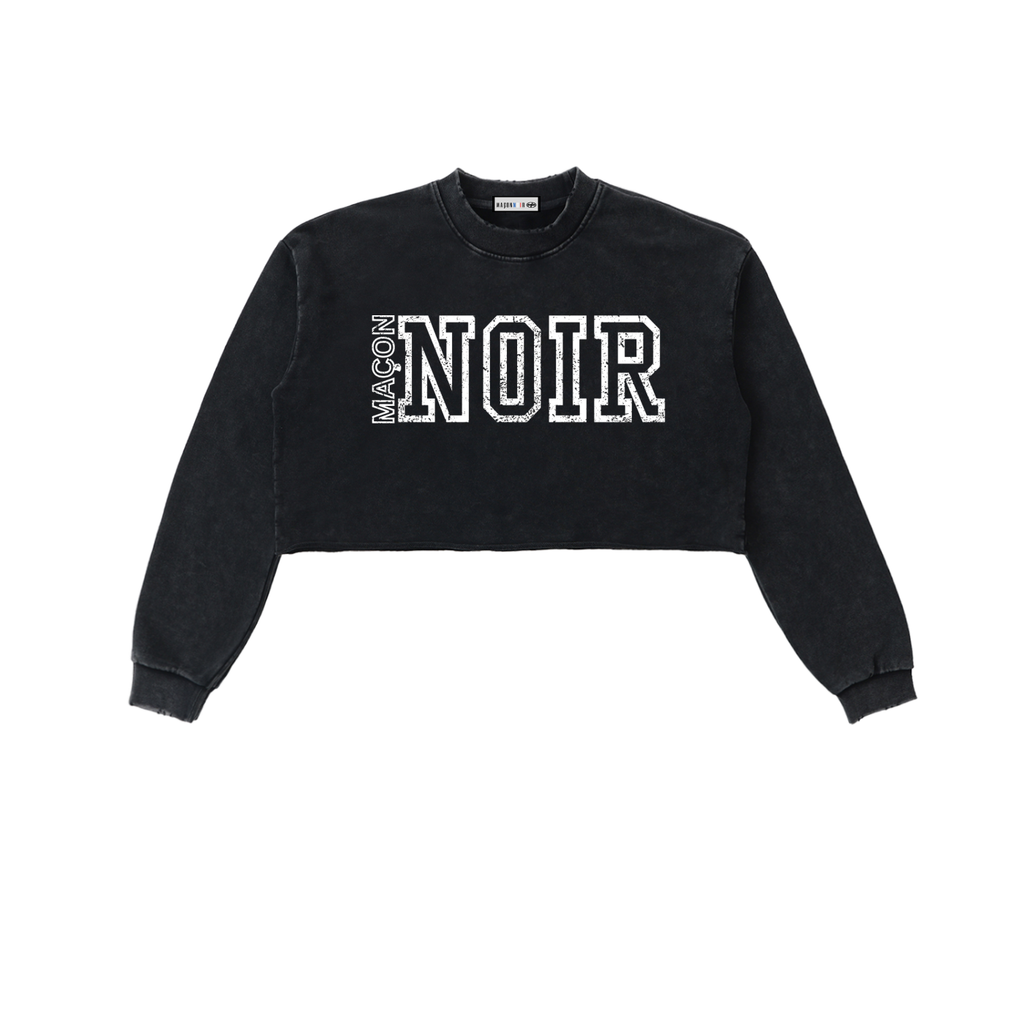 Maçon Noir Washed Raw Edge Cropped Sweatshirt