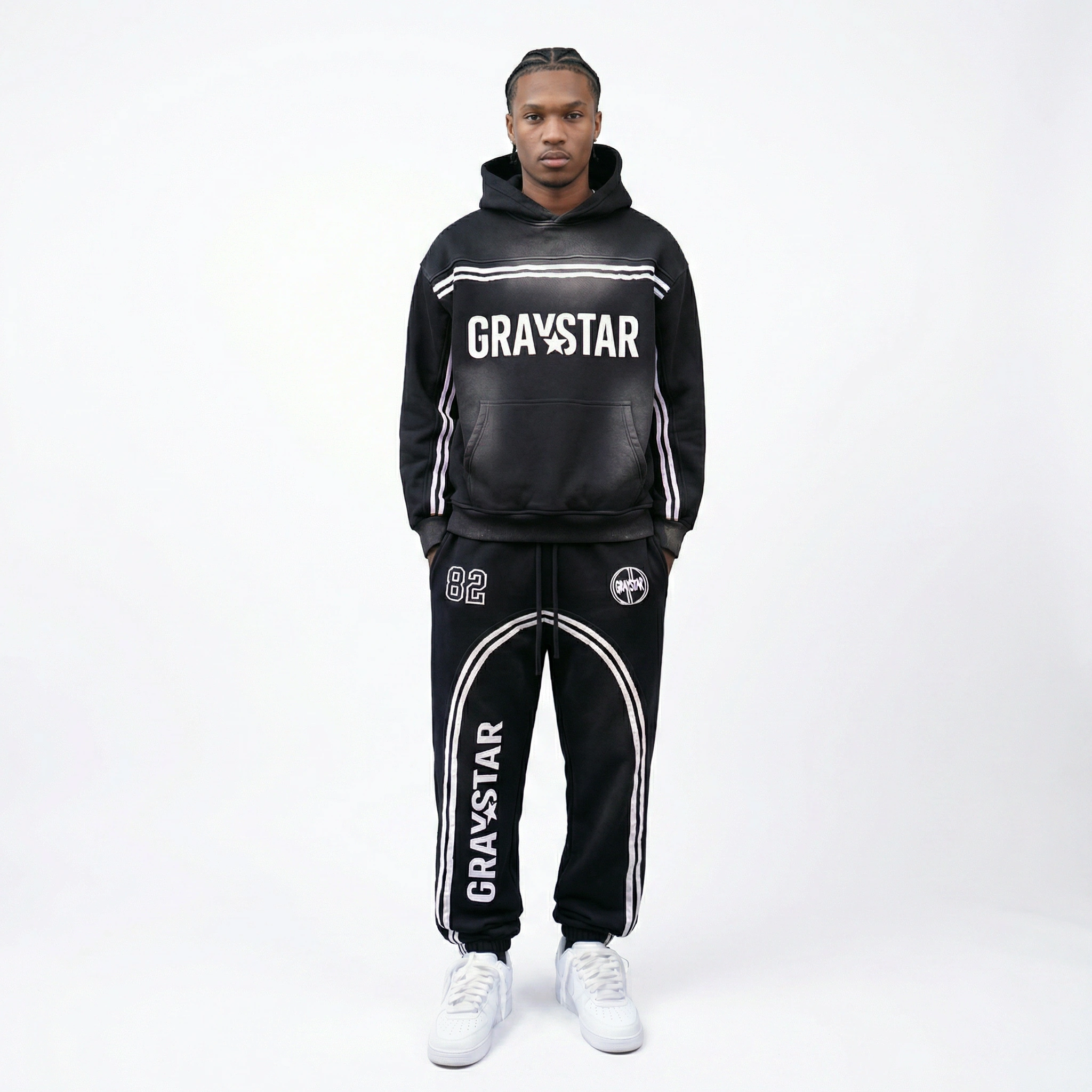 Sun Fade Contrast Tape Fleece Hoodie